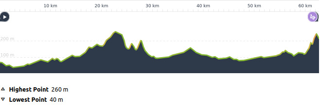 A chart of elevations over the route from Nisshin to Futoppara Campground in Hichisō