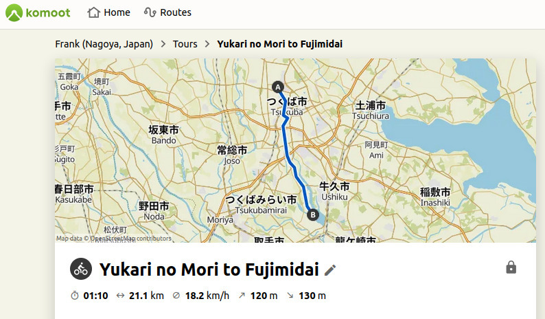 Route map of Yukari no Mori to Fujimidai.